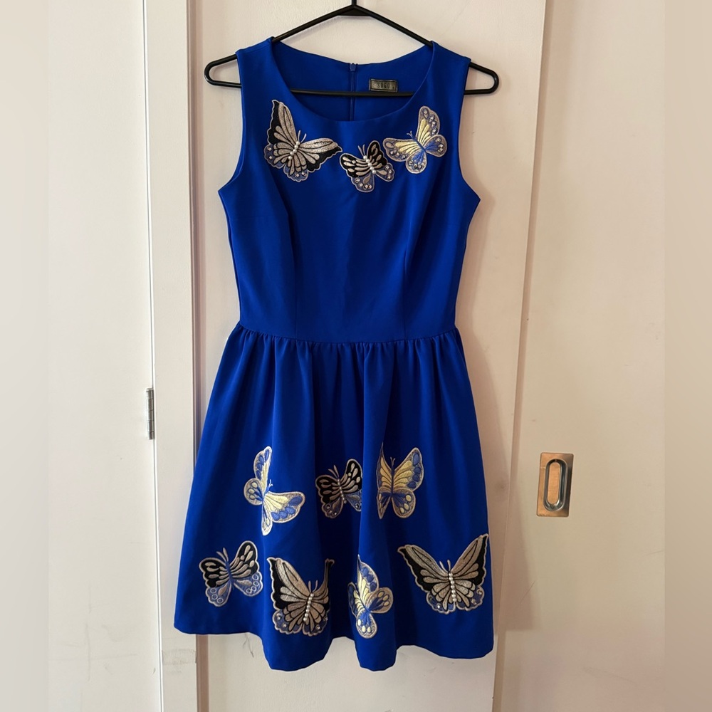 Chic Royal Blue Dress with Butterfly Details